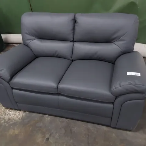 DESIGNER TWO SEATER SOFA GREY LEATHER