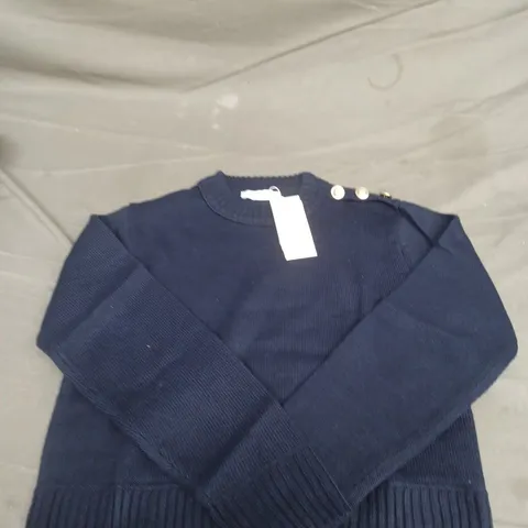 MNG WOOL BLEND KNIT SWEATER – NAVY, WOMEN UK SMALL