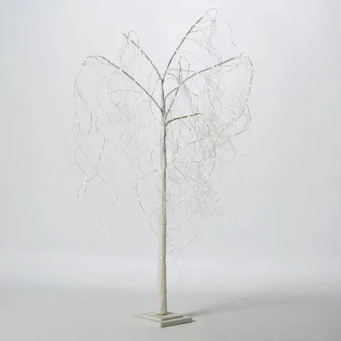 BOXED ALISON CORK PRE-LIT CASCADING GLITTER WHITE WILLOW TREE - COLLECTION ONLY