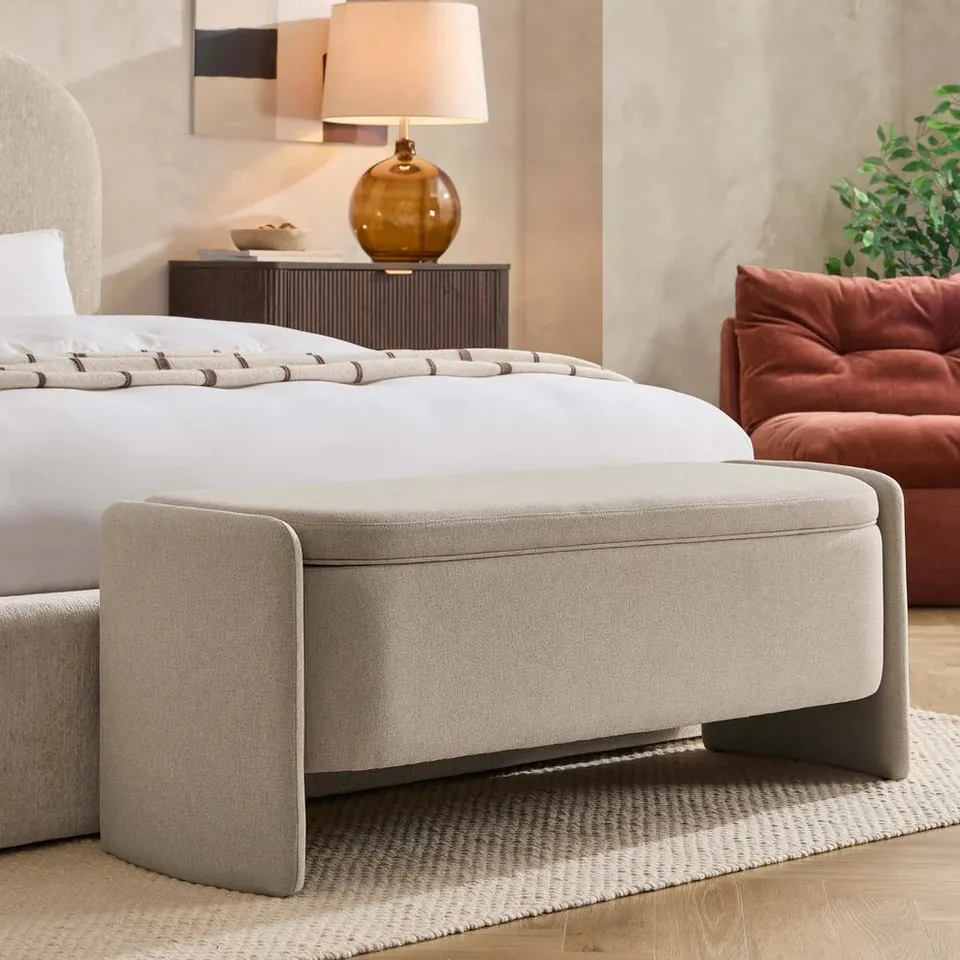 BOXED DUSK DIDSBURY CURVED STORAGE BENCH - OATMEAL (1 BOX)
