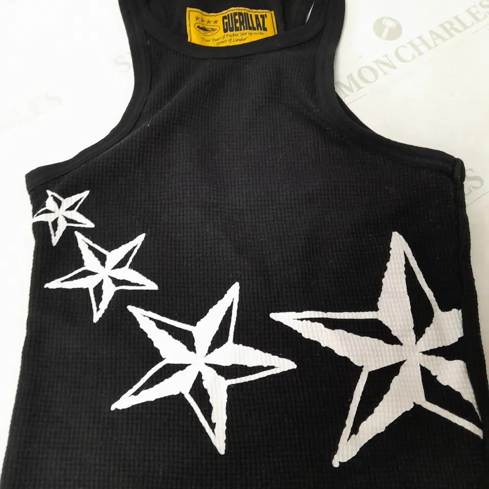 GUERILLAZ STARS DESIGN VEST IN BLACK - MEDIUM