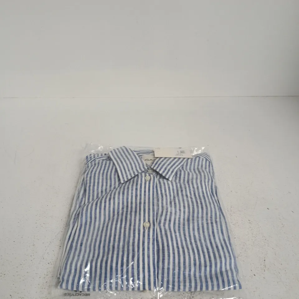 STRIPED LINED SHORT SLEEVE SHIRT DRESS ROYAL BLUE SIZE 36