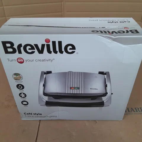 BOXED BREVILLE CAFE STYLE 3 SLICE SANDWICH PRESS