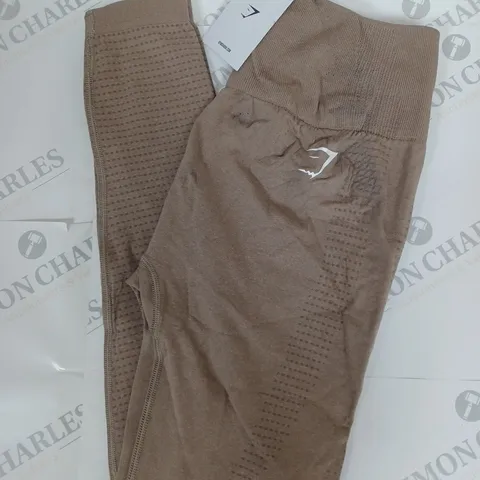 GYMSHARK VITAL SEAMLESS 2.0 LEGGINGS IN VANILLA BROWN MARL SIZE M 