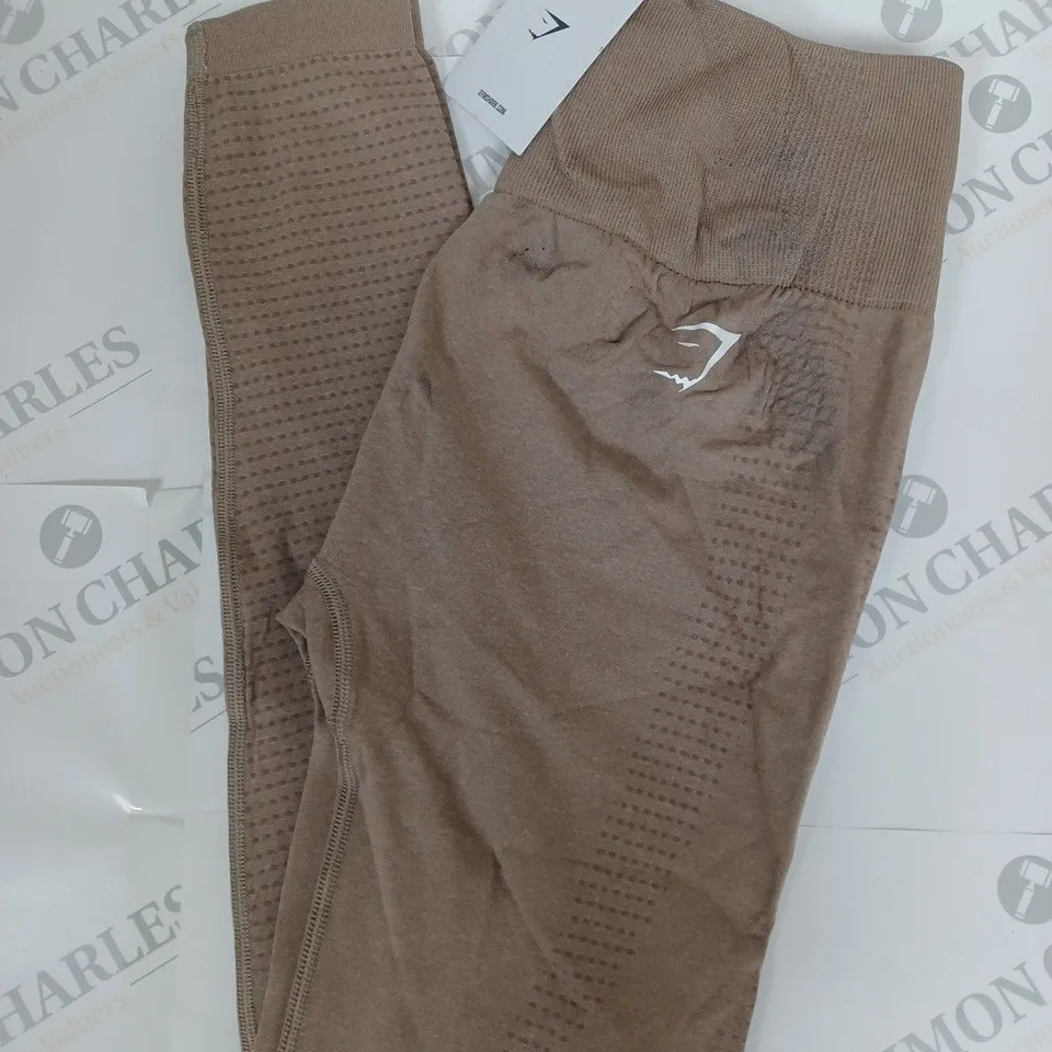 GYMSHARK VITAL SEAMLESS 2.0 LEGGINGS IN VANILLA BROWN MARL SIZE M 
