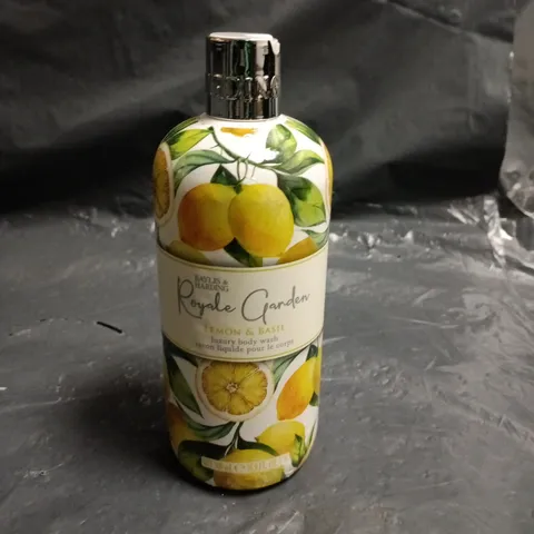 LOT OF APPROXIMATELY 12 BOTTLES OF BAYLIS & HARDING ROYALE GARDEN LEMON & BASIL BODY WASHES - 500ML PER BOTTLE