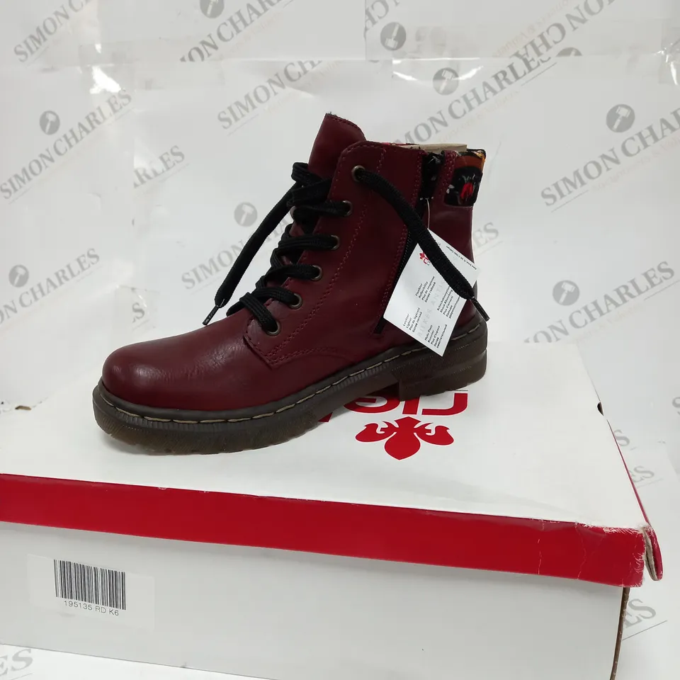 BOXED PAIR OF RIEKER BOOTS SIZE EUR 39
