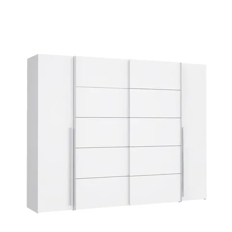 BOXED DEBARR 4 DOOR SLIDING WARDROBE - WALNUT/GREY (4 BOXES)