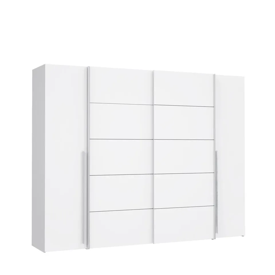 BOXED DEBARR 4 DOOR SLIDING WARDROBE - WALNUT/GREY (4 BOXES)