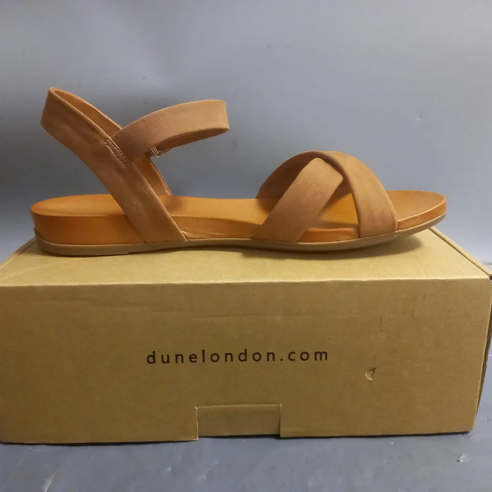 DUNE LONDON CROSS TRAP COMFORT SANDALS CAMEL SIZE 8 