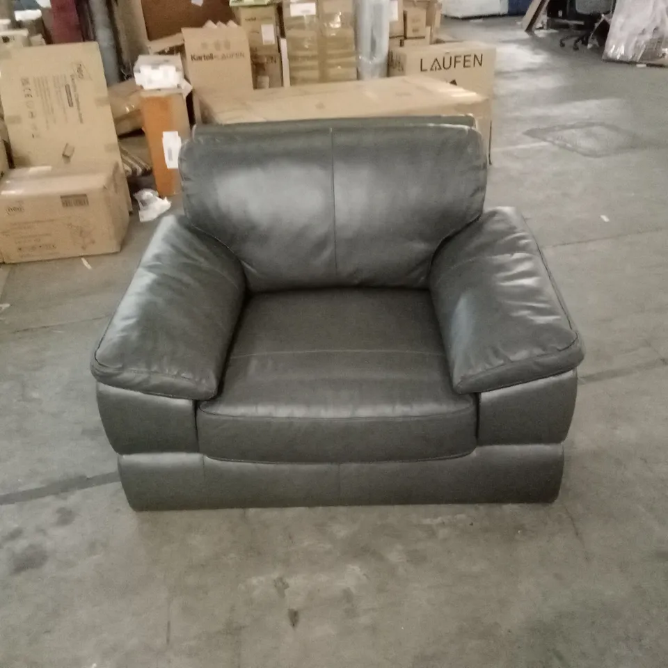 MARLOW ITALIAN LEATHER ARMCHAIR - ELEPHANT GREY RRP £799