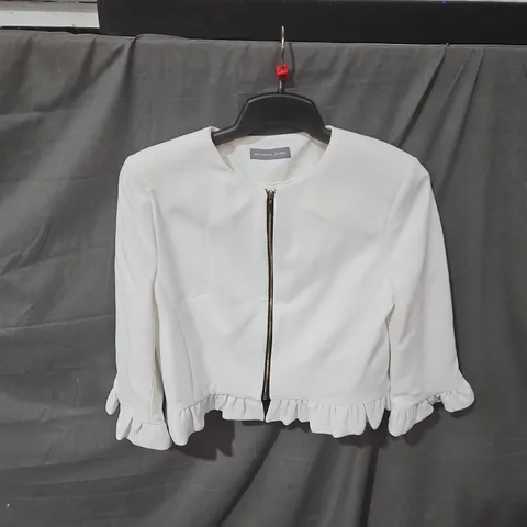 Michaela Louisa Women's White Zip Jacket with Ruffled Hem - size unspecified
