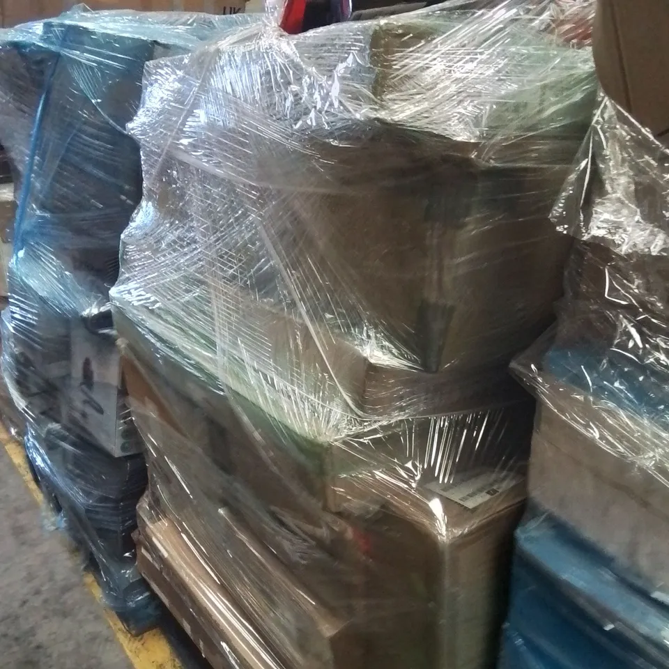 PALLET OF ASSORTED HOUSEHOLD GOODS AND PRODUCTS TO INCLUDE;VACUUM CLEANER,SPIN MOP,BUSH FREEBIES BOX,OIL FILLED RADIATOR,FIREMAN KIDS OUTFIT