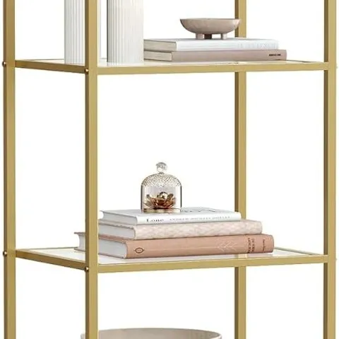 BOXED VASAGLE 6-TIER GLASS SHELF, BOOKSHELF, STORAGE RACK