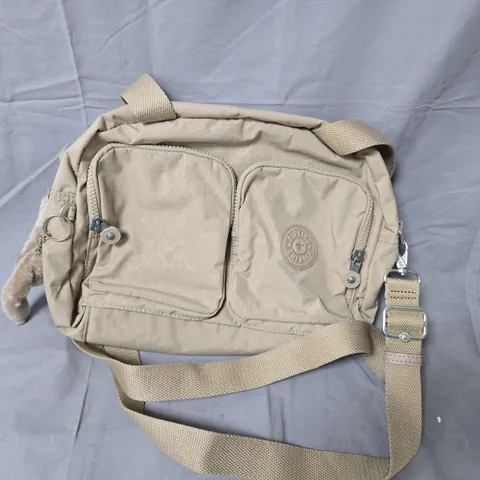 KIPLING BEIGE CROSSBODY BAG WITH SIGNATURE MONKEY KEYCHAIN