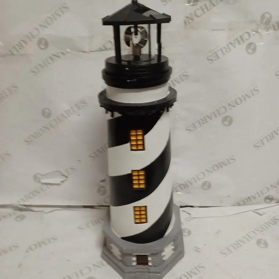 GARDEN REFLECTIONS SOLAR LED LIGHTHOUSE 50CM, BLACK // COLLECTION ONLY