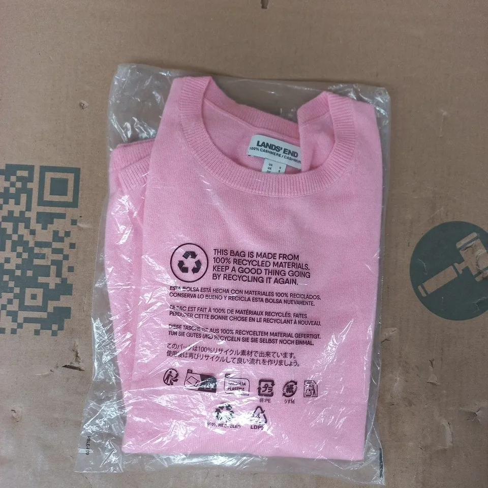bagged land's end cashmere t-shirt in pink size small