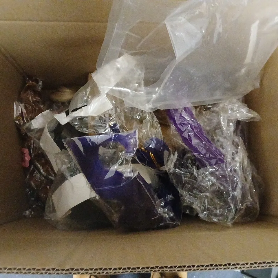 BOX OF APPROXIMATELY 15 HAIR PIECES AND WIGS ASSORTED COLOURS, LENGTH AND STYLES