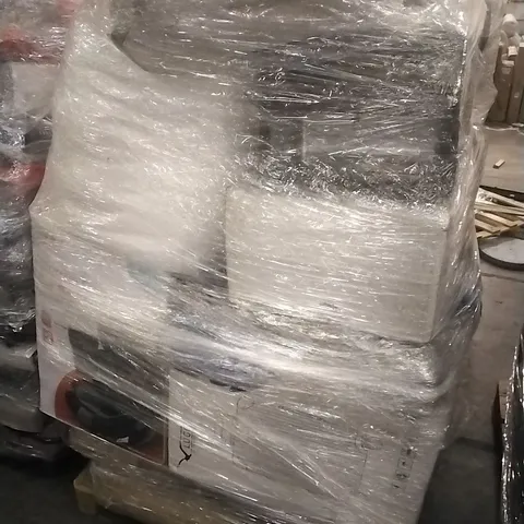 PALLET CONTAINING A LARGE QUANTITY OF ASSORTED HOUSEHOLD GOODS WHICH INCLUDE; CAR SEAT, SUITCASES, PARASOL BASE ETC