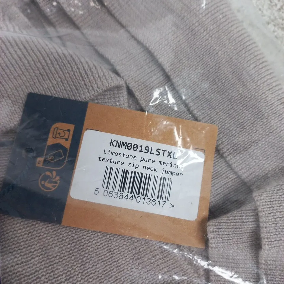 CHARLES TYRWHITT MERINO EXTRA FINE ZIP-NECK JUMPER – LIMESTONE (BEIGE) – MEN'S