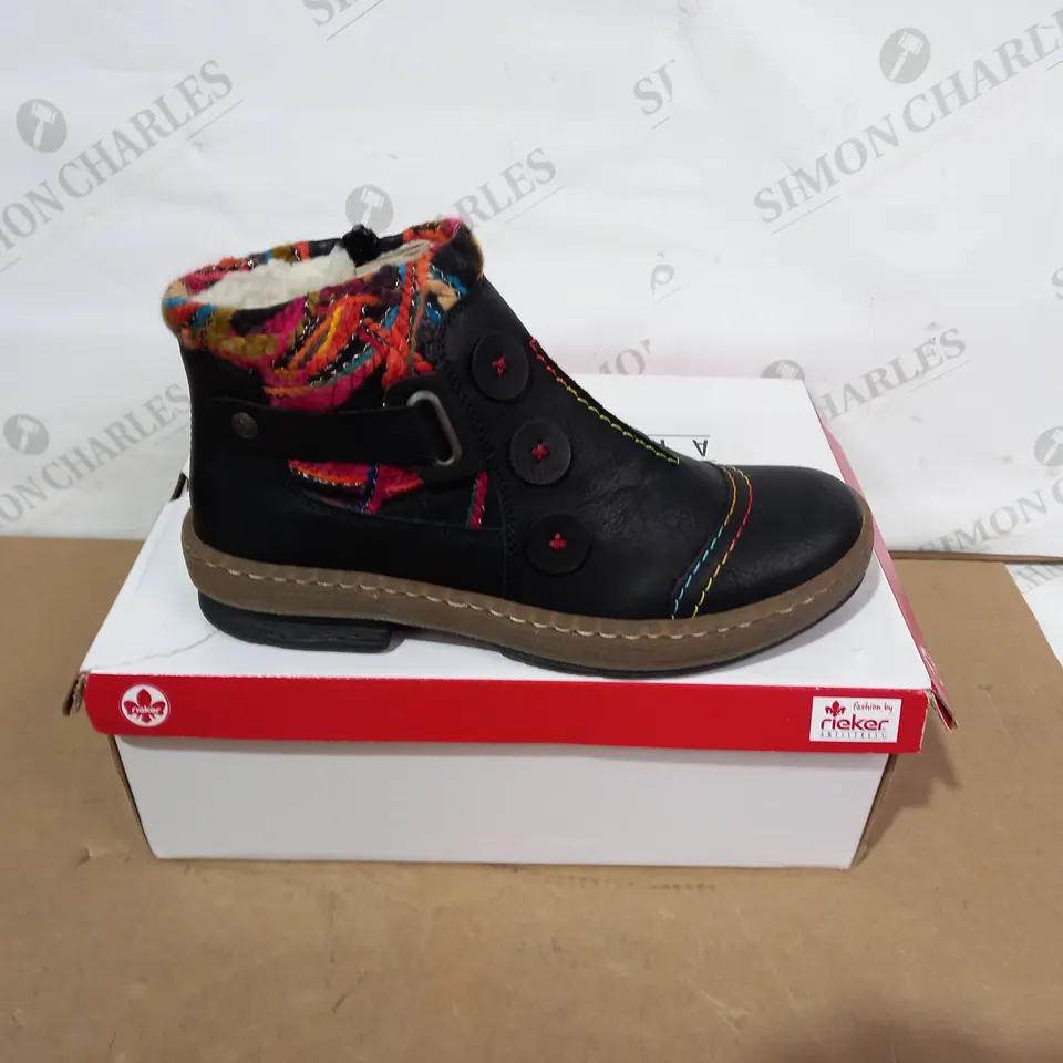 BOXED PAIR OF RIEKER BOOTS- SIZE 38