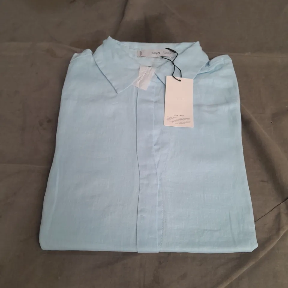 MNG WOMENS LINEN SHIRT IN LIGHT BLUE SIZE S