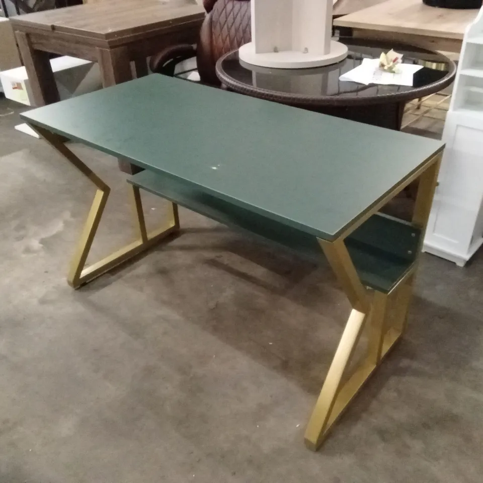 WAKA 120cm W COMPUTER DESK - GREEN/GOLD