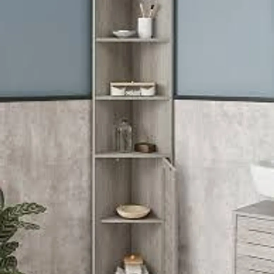 BOXED BURKET CORNER TALL UNIT - GREY (1 BOX)