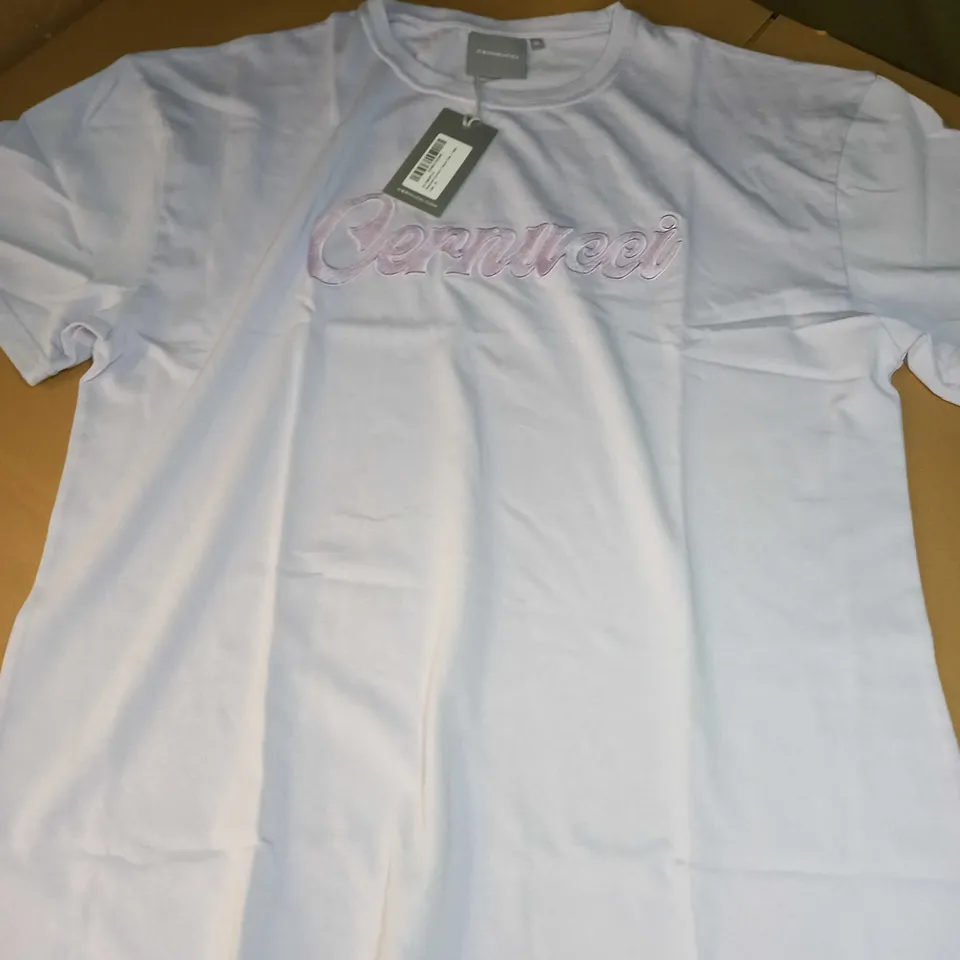 CERNUCCI OVERSIZED CLASSIC EMBROIDED T-SHIRT IN LILAC - XL