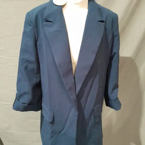 APRICOT TURN UP SLEEVE OPEN BLAZER IN NAVY - M
