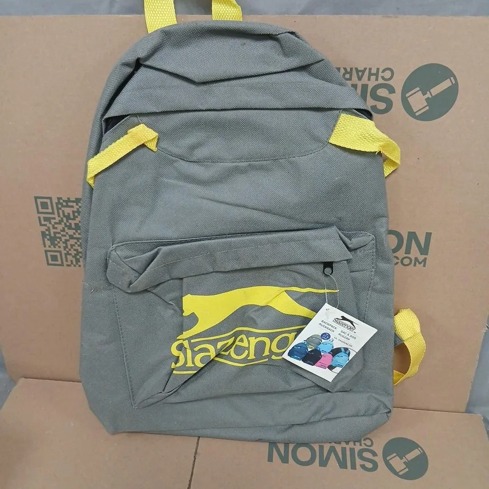 SLAZENGER BACKPACK – GREY WITH YELLOW LOGO