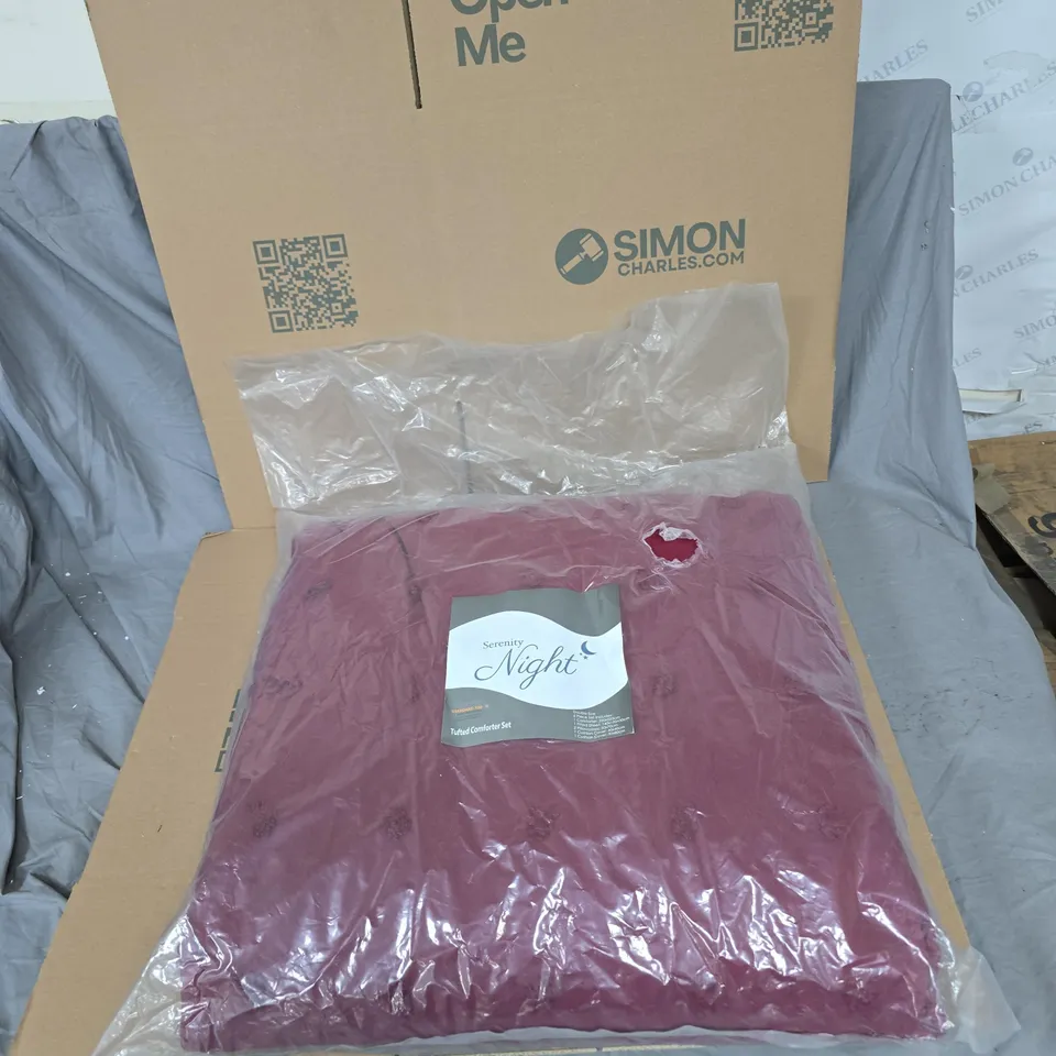 SERENITY NIGHT TUFTED COMFORTER SET – BURGUNDY, DOUBLE SIZE, 6-PIECE