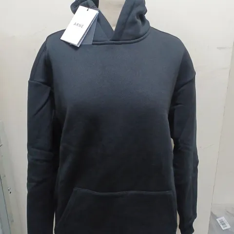 ARNE RELAXED FIT HOODIE IN BLACK - XS