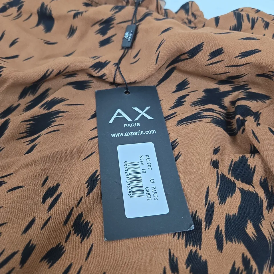 AX PARIS CAMEL PRINT DRESS SPLIT SKIRT UK 10 TAGGED