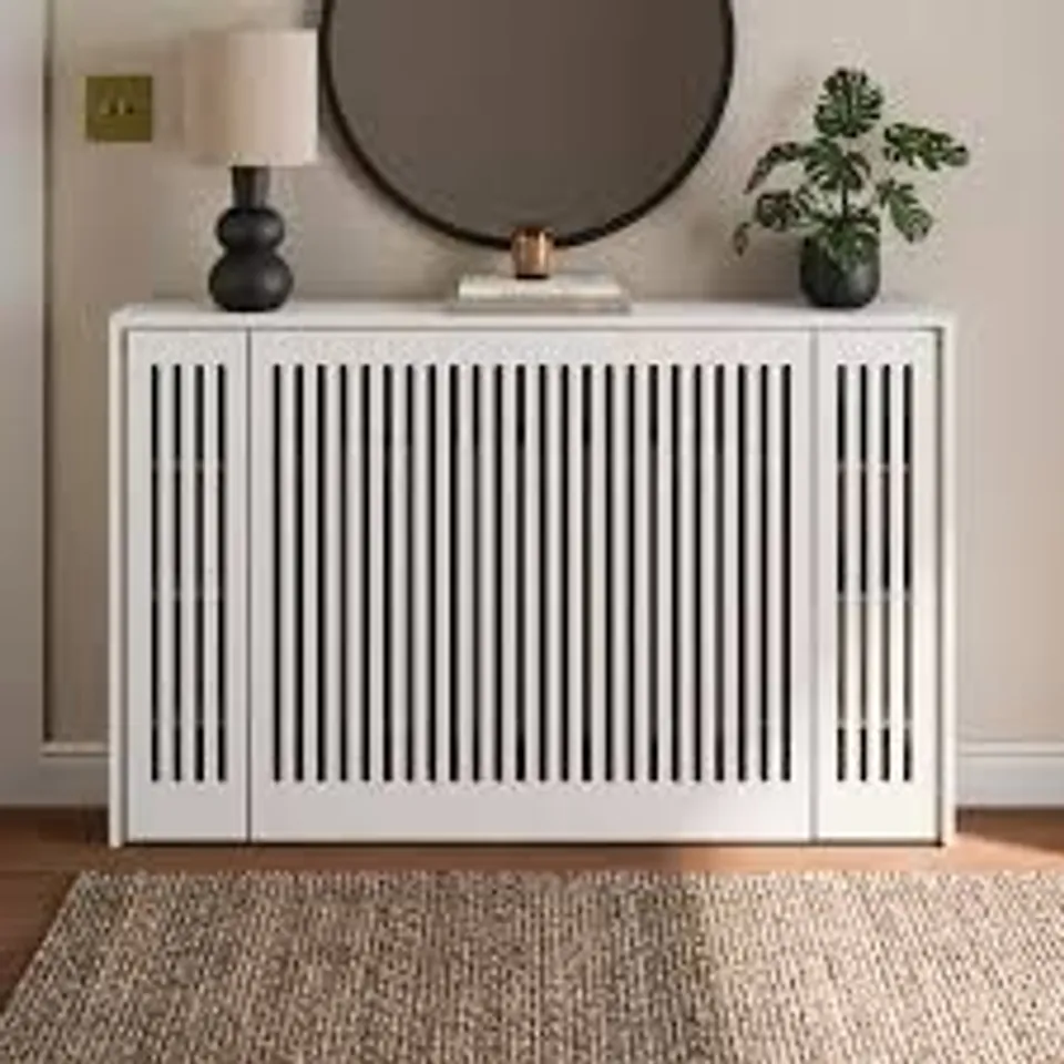 BOXED MARY WIDE RADIATOR COVER WITH 2 STORAGE - MISTY WHITE