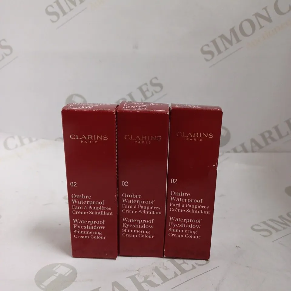BOX OF 3 CLARINS 02 OMBRE WATERPROOF EYESHADOW 