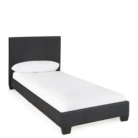 BOXED ELLIS FAUX LEATHER SINGLE BEDFRAME - BLACK (COLLECTION ONLY)