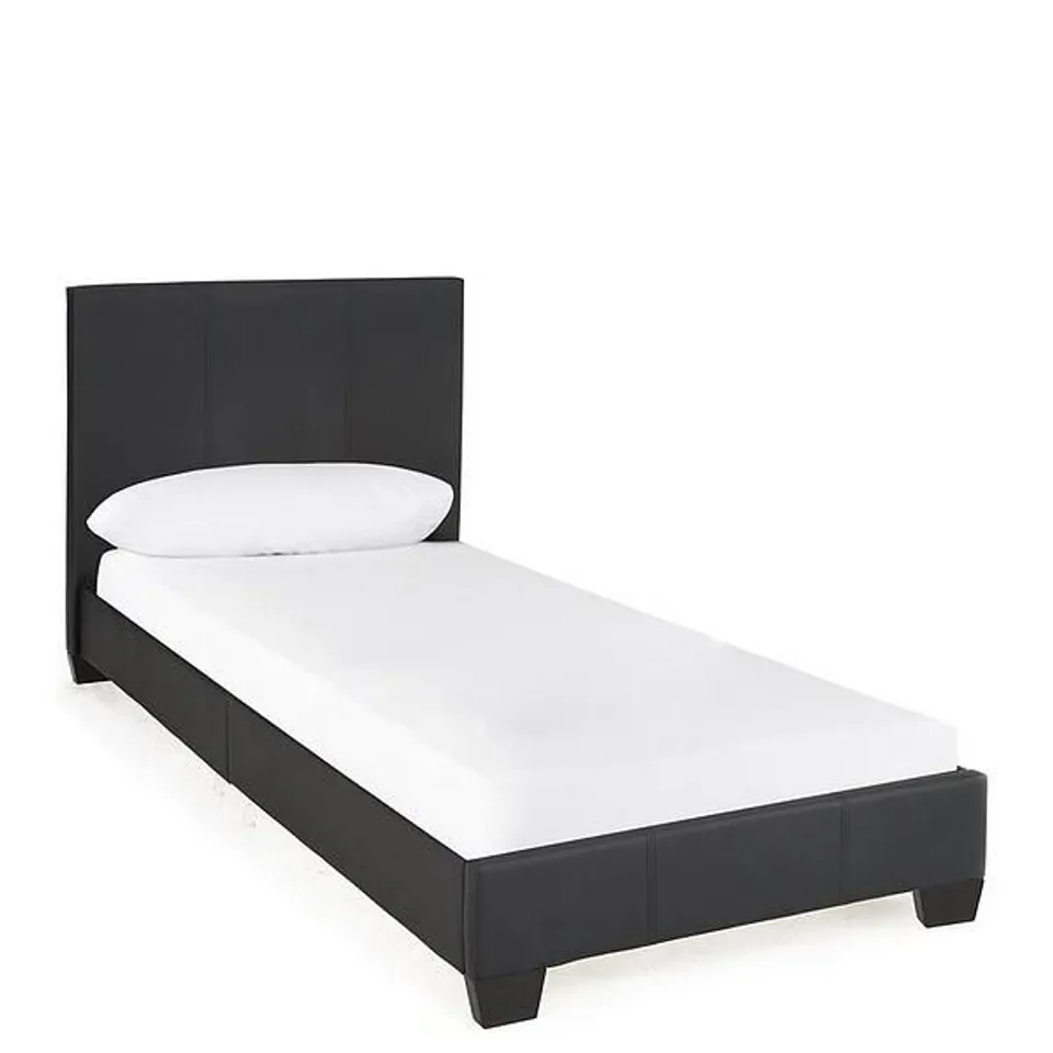 BOXED ELLIS FAUX LEATHER SINGLE BEDFRAME - BLACK (COLLECTION ONLY) RRP £109