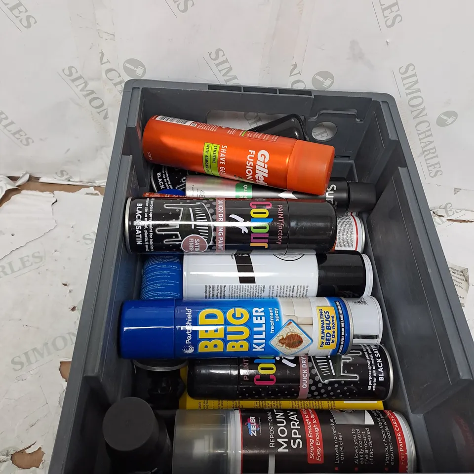 ASSORTED AEROSOLS TO INCLUDE GILETTE GEL , SURE SPRAY , SPRAY-PAINT ,  ETC - COLLECTION ONLY 