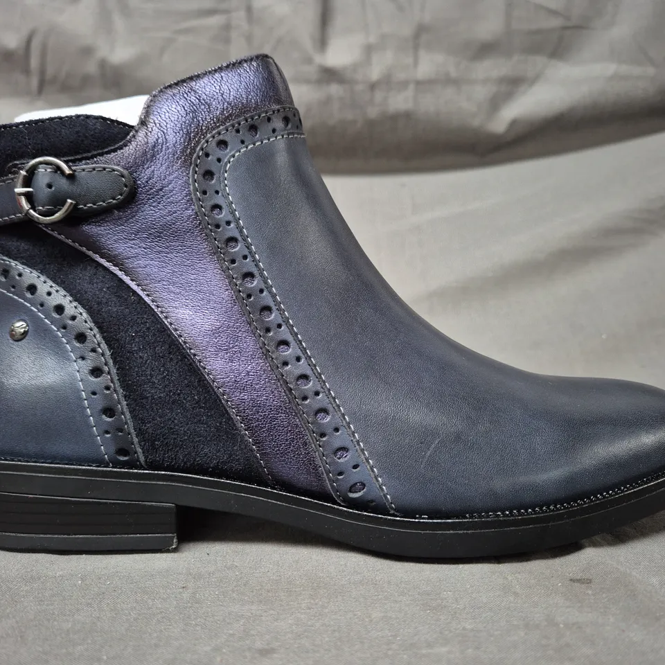 BOXED PAIR OF PIKOLINOS ANKLE BOOTS IN BLUE EU SIZE 41