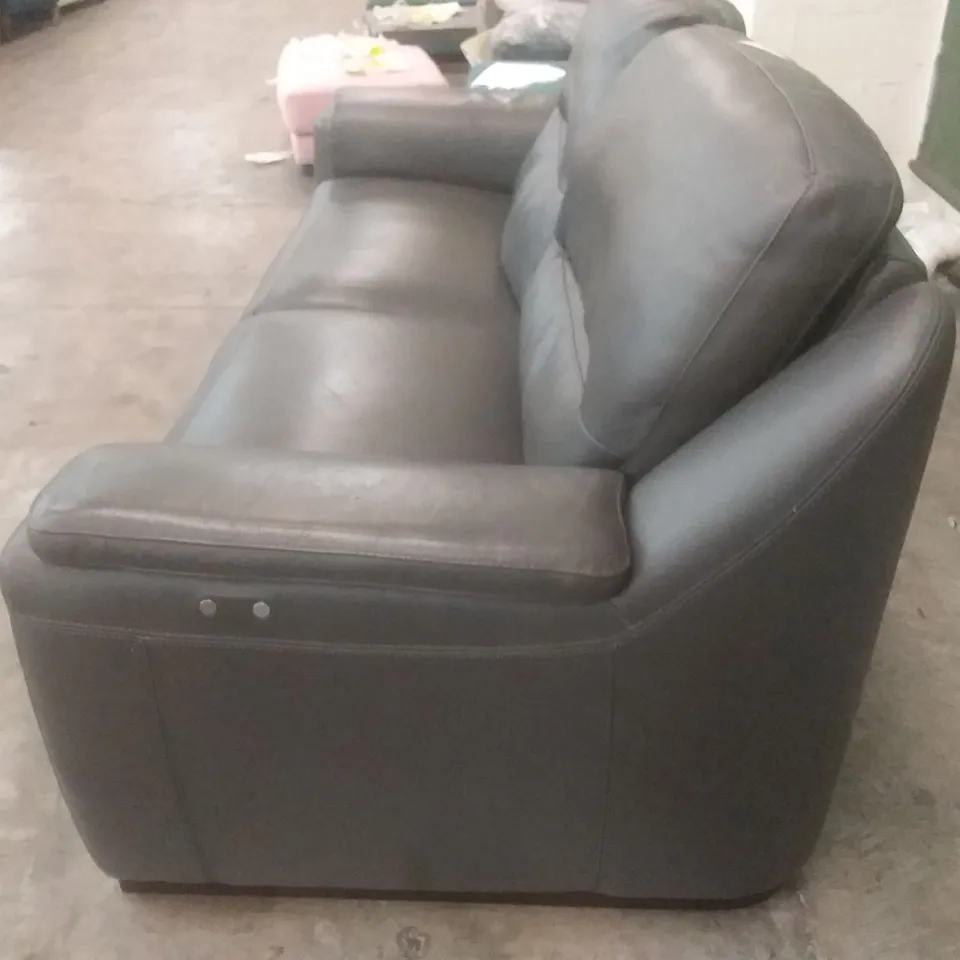 QUALITY DESIGNER AVOLA NEW ELECTRIC 3 SEATER RECLINER SOFA DARK GREY LEATHER