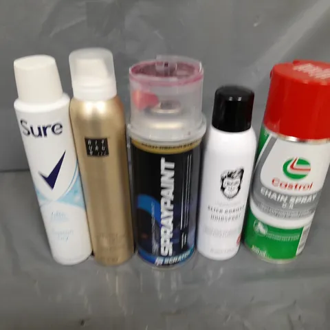 APPROXIMATELY 3 ASSORTED AEROSOLS TO INCLUDE - SURE, HAIRSPRAY AND CHAIN SPRAY