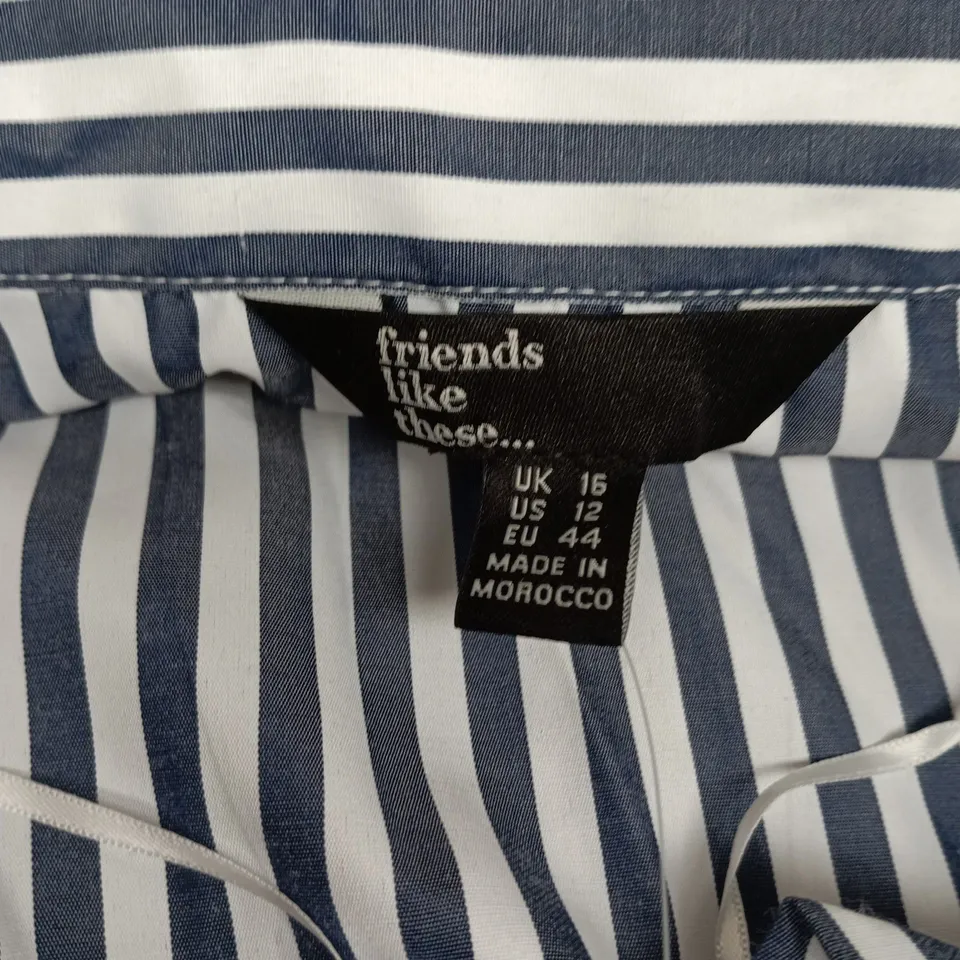 WOMEN'S FRIENDS LIKE THESE NAVY & WHITE STRIPE SHIRT WITH BELT – UK 16 (US 12, EU 44)