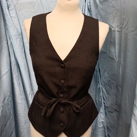 UK 8 NOBODY'S CHILD GREY TIE WAISTCOAT WITH FRONT BUTTONS