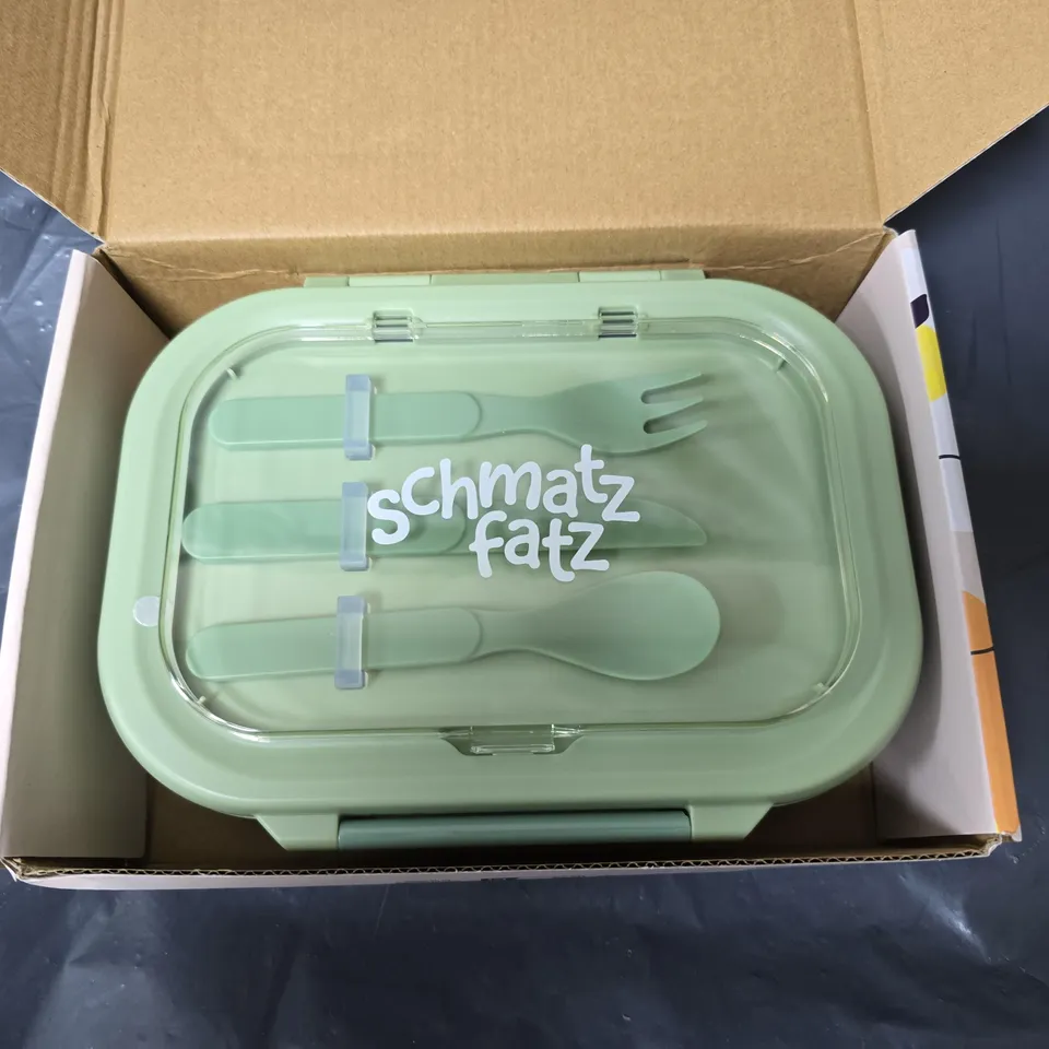 LUNCH BOX WITH COMPARTMENTS FOOD CONTAINER W/ CUTLERY SNACK BOX BPA-FREE GREEN