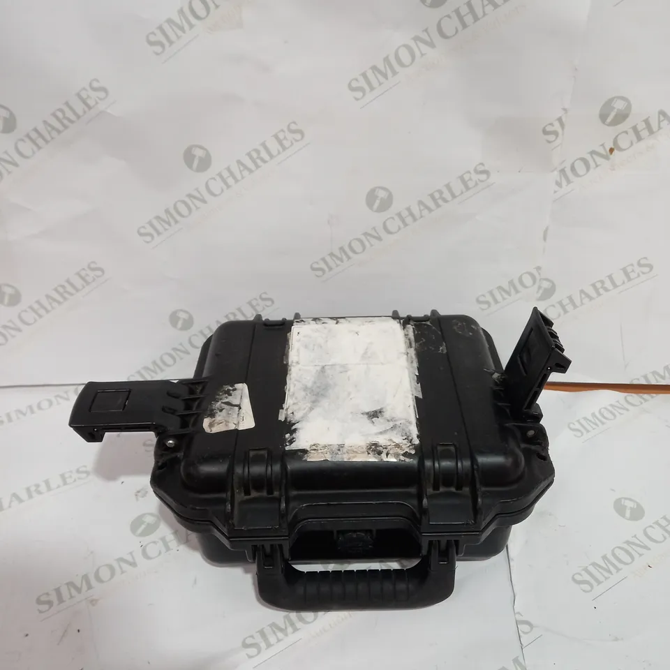 BLACK PLASTIC SAFTEY BOX WITH SIDE CLAMPS