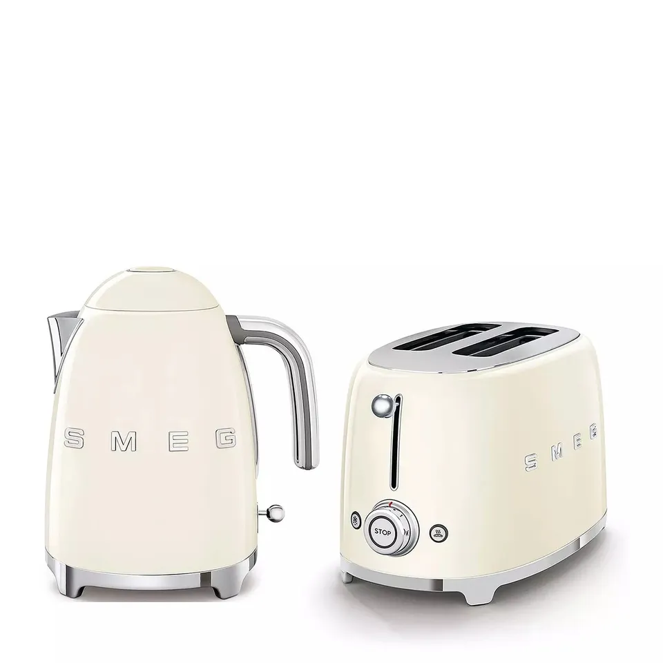 SMEG 50'S STYLE KETTLE AND 2 SLICE TOASTER IN CREAM