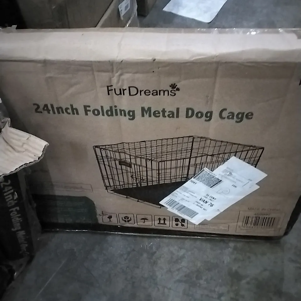 BOXED FURDREAMS 24INCH FOLDING METAL DOG CAGE 