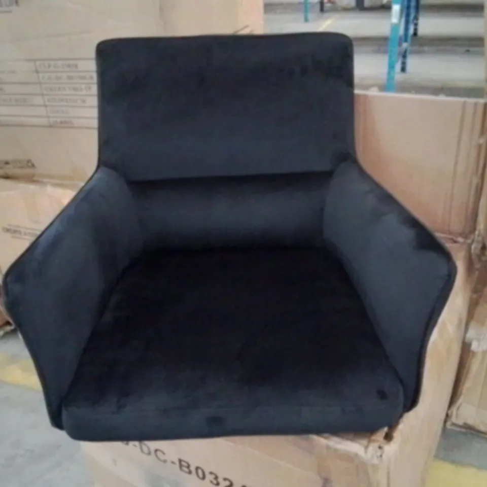 BOXED EBERN SET OF TWO IVOR BLACK VELVET DINING CHAIRS