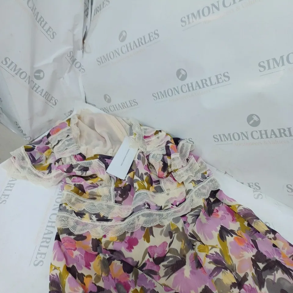 FRENCH CONNECTION CATLETT CRINKLE LACE MIX DRESS - 10 